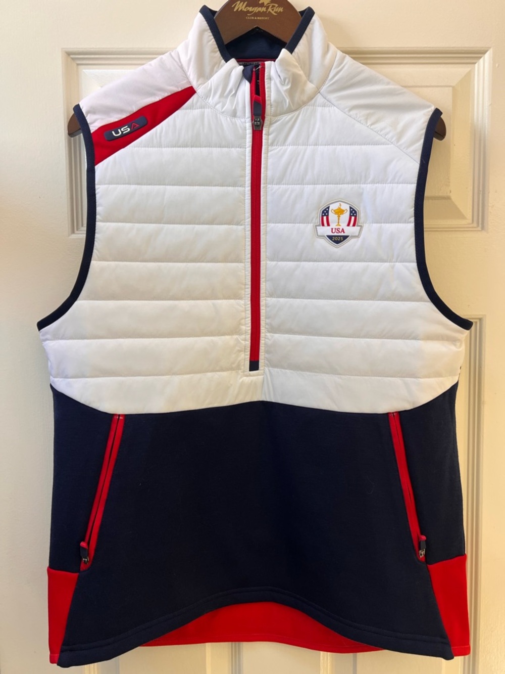 Ryder Cup 2025 Quilted Puffer Vest - Polo Ralph Lauren White, Navy & Red